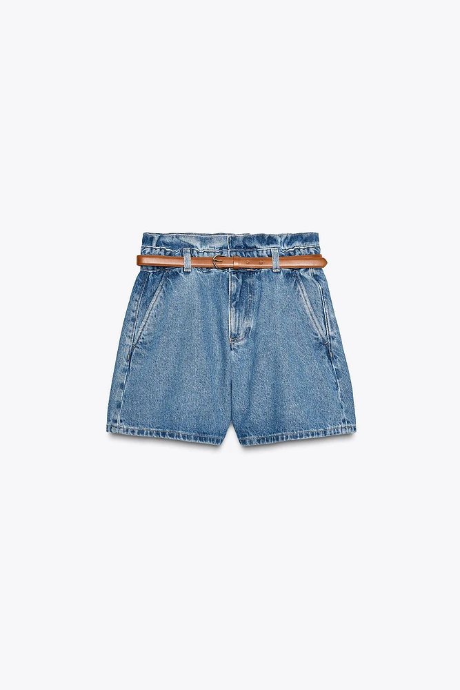 BERMUDA Z1975 EN JEAN PAPERBAG CEINTURE