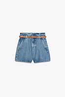 BERMUDA Z1975 EN JEAN PAPERBAG CEINTURE