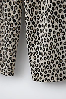 ANIMAL PRINT TEXTURED BELTED PANTS