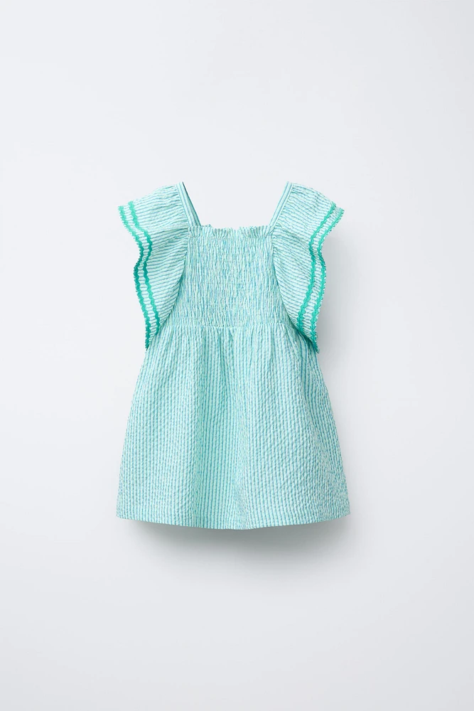 TEXTURED STRIPED DRESS