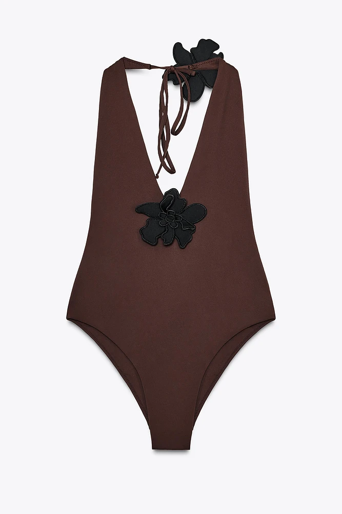 FLORAL HALTER SWIMSUIT