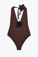 FLORAL HALTER SWIMSUIT