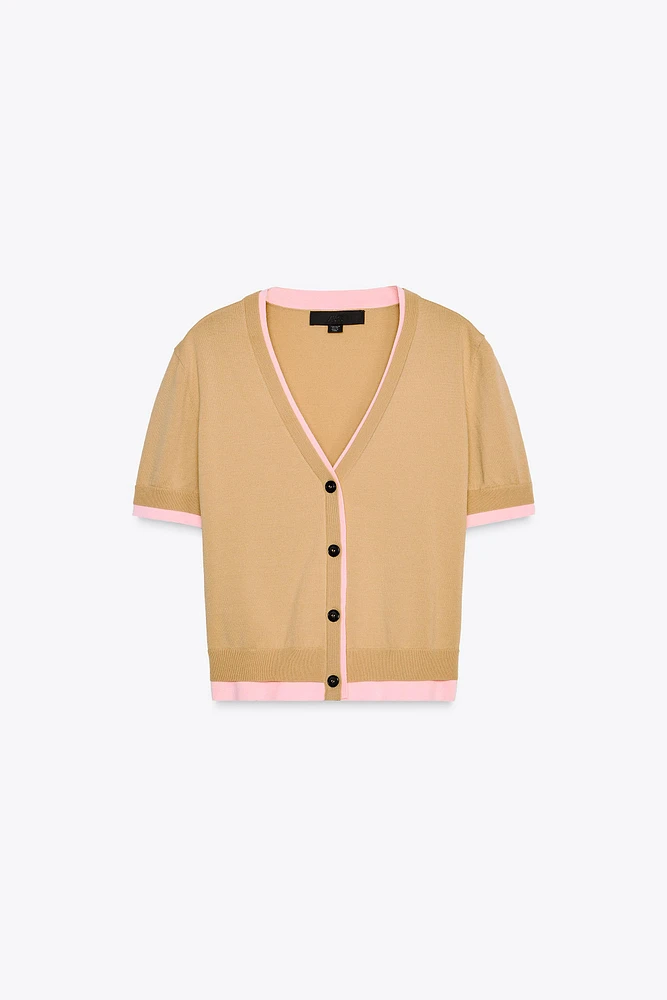 DOUBLE-LAYER TRIM CARDIGAN