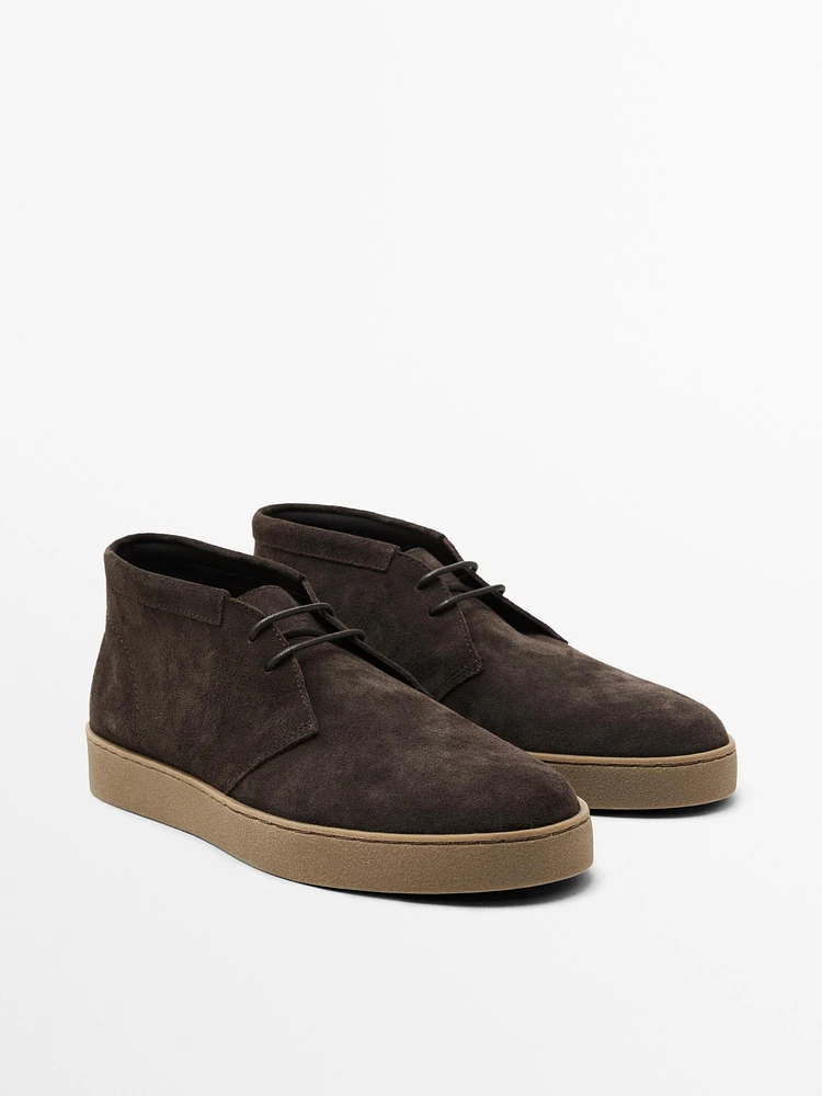 Soft split suede ankle boots