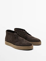 Soft split suede ankle boots