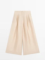 Flowing linen blend trousers with darts
