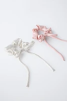 TWO-PACK OF GLITTERY BOW HAIR TIES