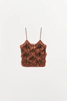 EMBROIDERED RUFFLED TOP