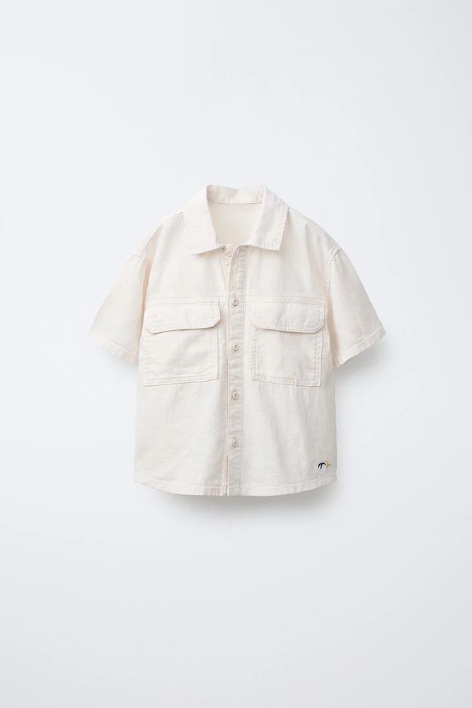 LINEN-BLEND SHIRT WITH POCKETS