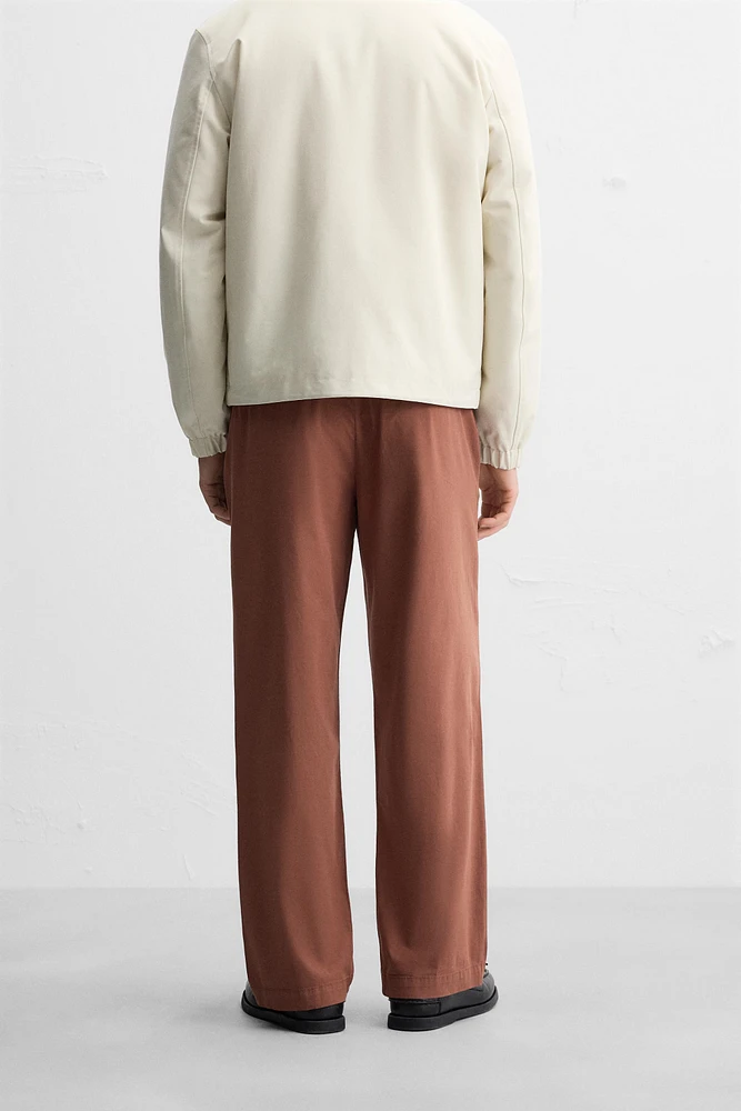 PLEATED POPLIN PANTS