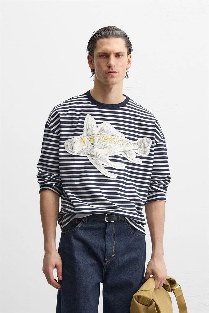 STRIPED PATCH T-SHIRT