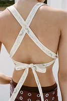 EMBROIDERED FLOWER CROP TOP