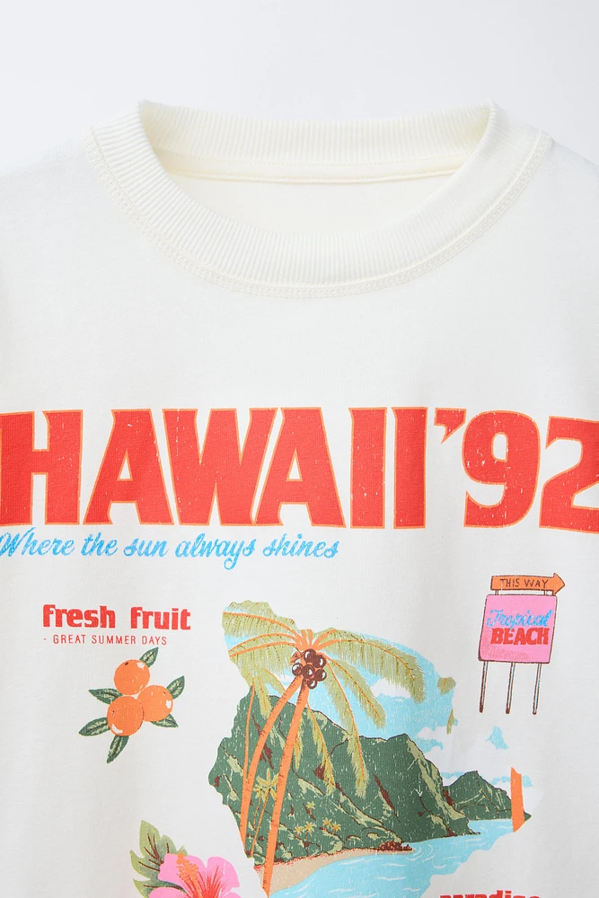 WASHED EFFECT TEXT T-SHIRT
