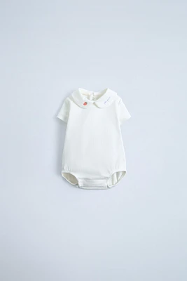 EMBROIDERED COLLAR BODYSUIT