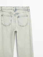 Faded mid-rise wide-leg jeans