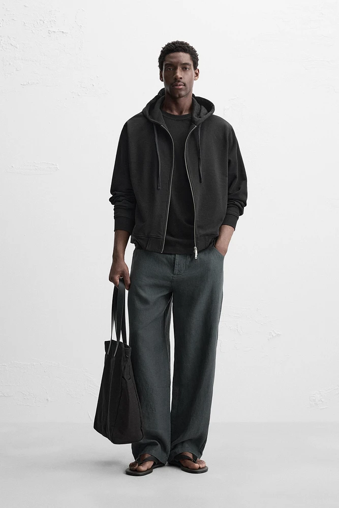 BASIC HOODED ZIP-UP SWEATSHIRT