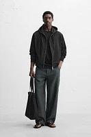 BASIC HOODED ZIP-UP SWEATSHIRT