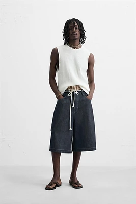 OVERSIZED FIT DENIM BERMUDA SHORTS