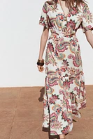 CUT OUT PRINTED POPLIN DRESS