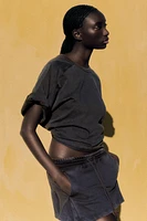 WASHED HEAVY COTTON MINI SKIRT
