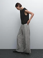 Striped voluminous fabric trousers