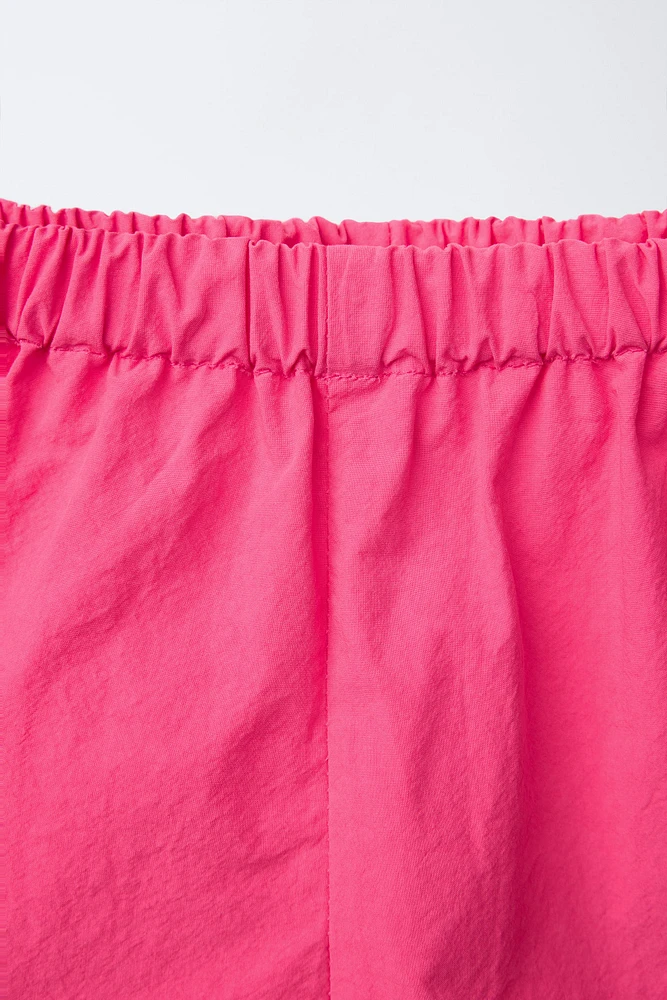 RUFFLED POPLIN SHORTS
