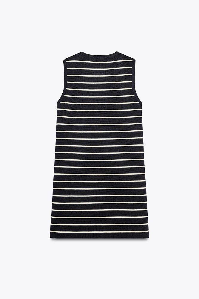 STRIPED KNIT MINI DRESS