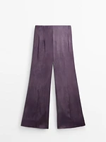 Flowing flared satin trousers