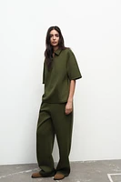 ZIP POLO COLLAR TOP