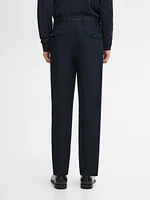Pantalon à pinces en coton mélangé