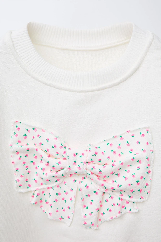 FLORAL BOW SWEATSHIRT