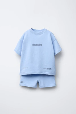 TEXT T-SHIRT AND BERMUDA JOGGING SET