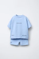 TEXT T-SHIRT AND BERMUDA JOGGING SET
