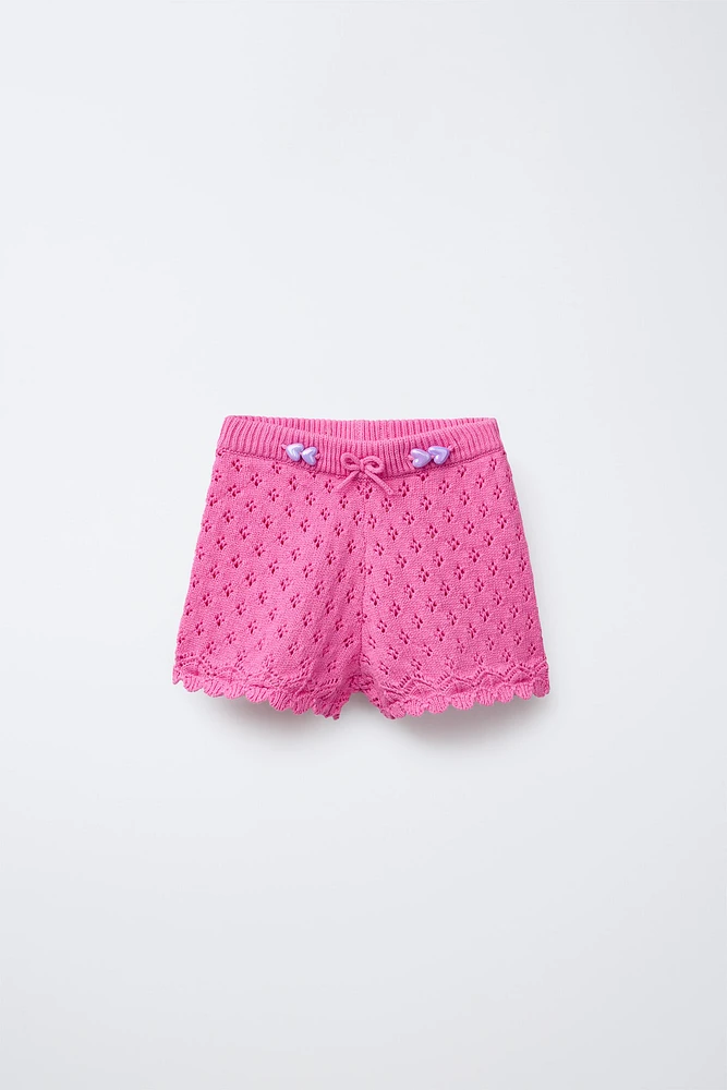 BEADED KNIT SHORTS
