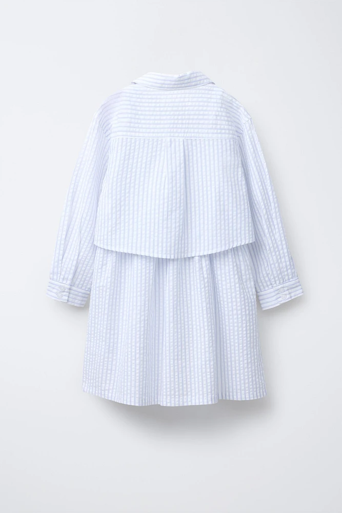 STRIPED CROPPED DRESS AND SHIRT SET