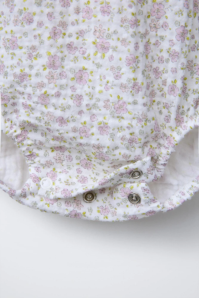 FLORAL DOTTED MESH BODYSUIT
