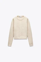 KNIT SWEATER WITH CONTRASTING PIPING