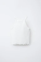 BUTTERFLY AND FLOWER RIBBED TOP
