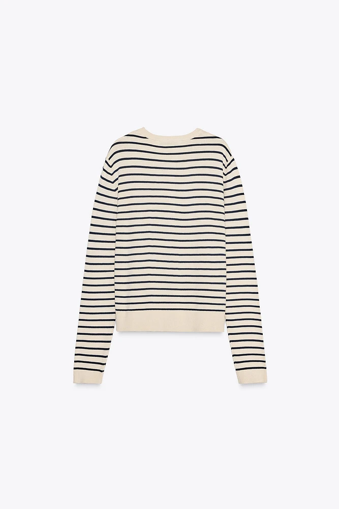 STRIPED KNIT CARDIGAN