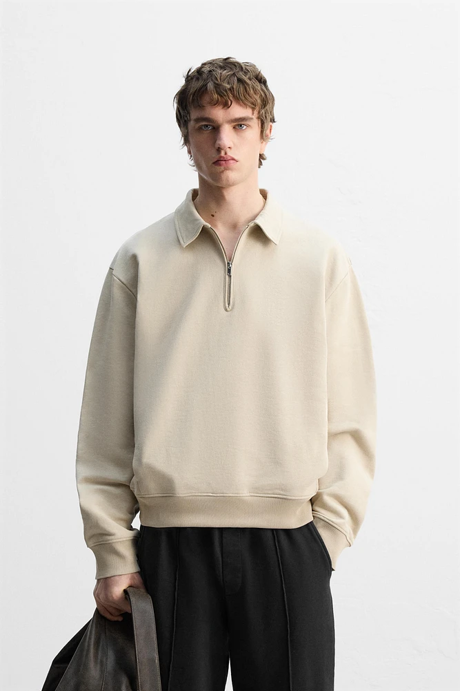 ZIP POLO SWEATSHIRT