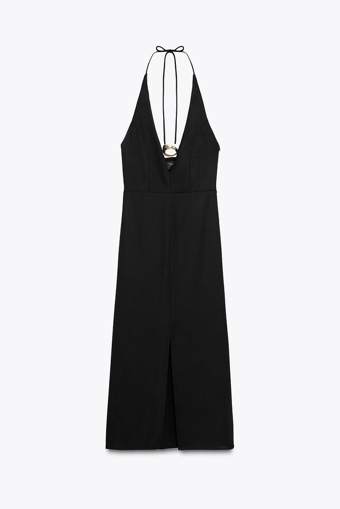 GOLD APPLIQUÉ MIDI DRESS