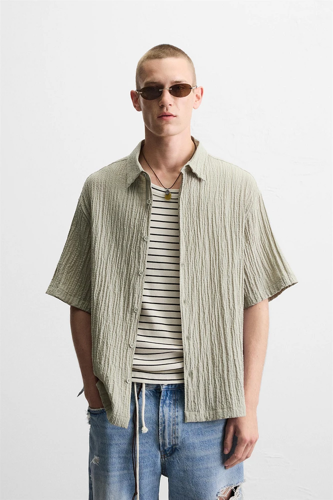 JACQUARD WRINKLE EFFECT SHIRT