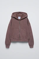 WASHED EFFECT HOODED JACKET