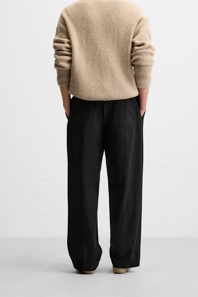 COTTON - LINEN PLEATED PANTS