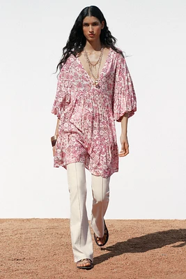 ROBE IMPRIMÉE À MANCHES BOUFFANTES
