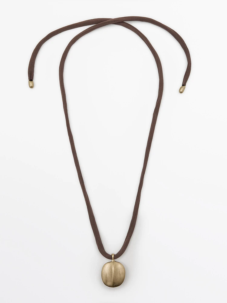Leaf and silk cord necklace