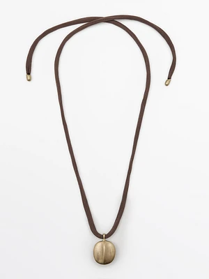 Leaf and silk cord necklace