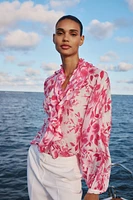 RUFFLED PRINT BLOUSE