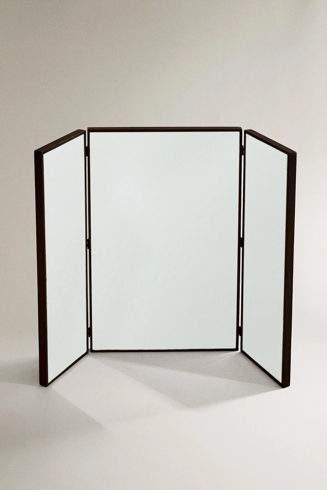 TRIPTYCH WOODEN MIRROR