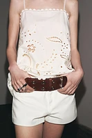 ZW COLLECTION EMBROIDERED TOPSTITCHING TOP